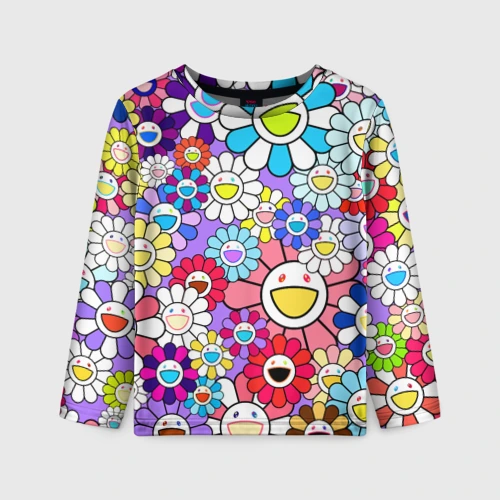 Детский лонгслив 3D Цветы Takashi Murakami