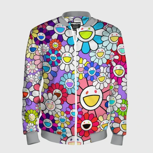 Мужской бомбер 3D Цветы Takashi Murakami