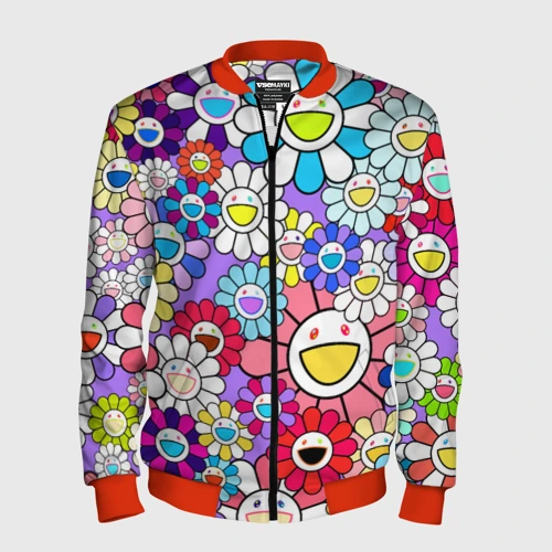 Мужской бомбер 3D Цветы Takashi Murakami