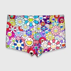 Мужские купальные плавки 3D Цветы Takashi Murakami - фото 2