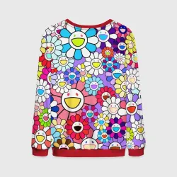 Мужской свитшот 3D Цветы Takashi Murakami - фото 2