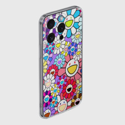 Чехол для iPhone 15 Pro Max силиконовый с защитой камеры Цветы Takashi Murakami - фото 2