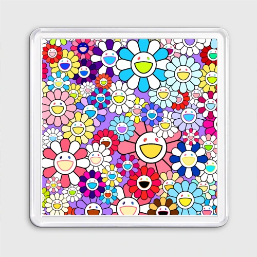 Магнит 55*55 Цветы Takashi Murakami