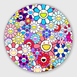 Круглый коврик для мышки Цветы Takashi Murakami