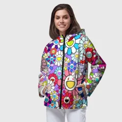 Женская ветровка 3D Цветы Takashi Murakami - фото 2