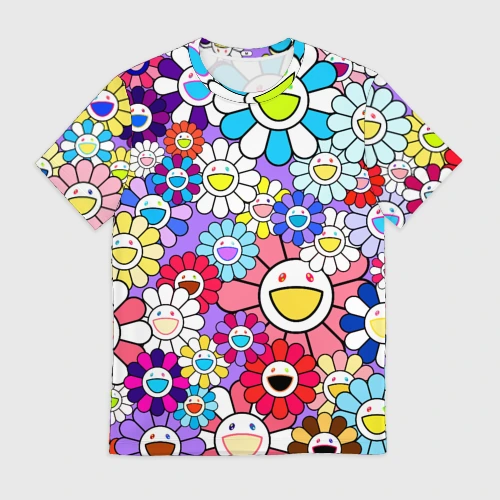 Мужская футболка 3D Цветы Takashi Murakami
