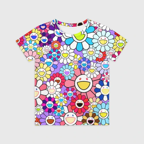 Детская футболка 3D Цветы Takashi Murakami