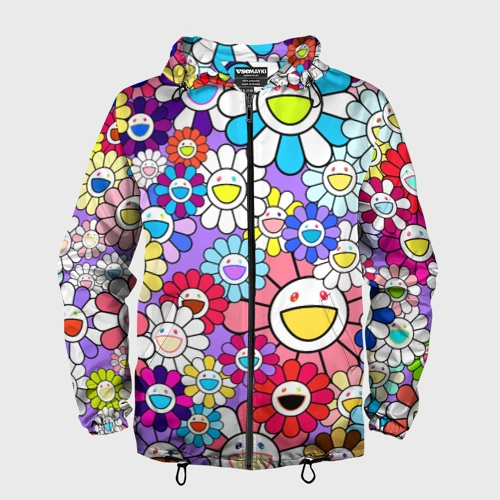 Мужская ветровка 3D Цветы Takashi Murakami