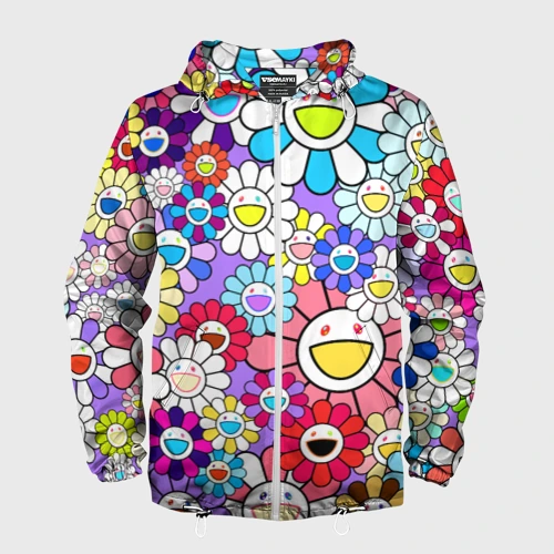 Мужская ветровка 3D Цветы Takashi Murakami