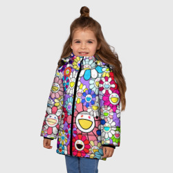 Зимняя куртка для девочек 3D Цветы Takashi Murakami - фото 2