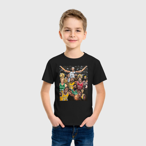 Детская футболка хлопок с принтом Легенды НБА, фото на моделе #1