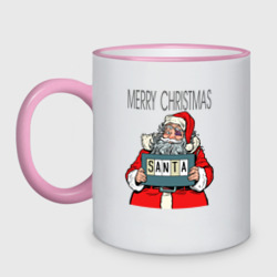 Кружка двухцветная Merry Christmas: Санта с синяком