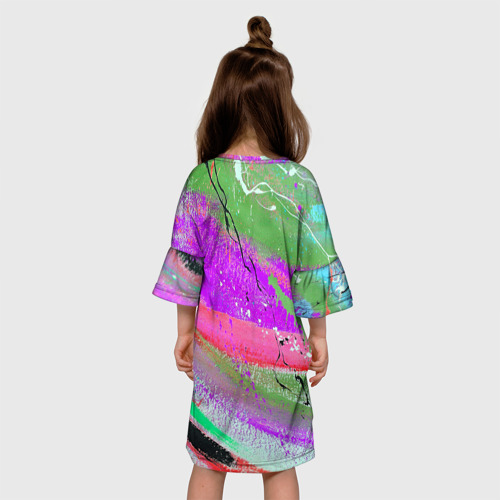 Детское платье 3D с принтом Красочный взрыв, вид сзади #2