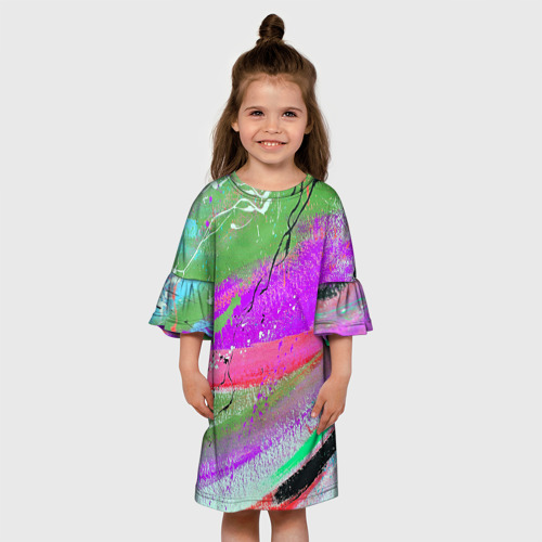 Детское платье 3D с принтом Красочный взрыв, вид сбоку #3