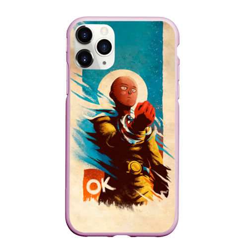 Чехол для iPhone 11 Pro Max матовый One Punch-Man Эпичный Сайтама, цвет розовый