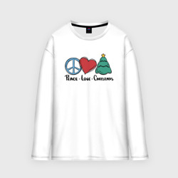 Женский лонгслив oversize хлопок Peace Love and Christmas