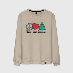 Мужской свитшот хлопок Peace Love and Christmas