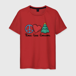 Мужская футболка хлопок Peace Love and Christmas