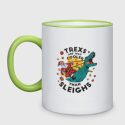 Кружка двухцветная T-Rex Christmas
