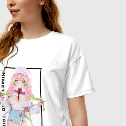 Женская футболка хлопок Oversize с принтом Мицури Канродзи Клинок, рассекающий демонов, фото на моделе #1