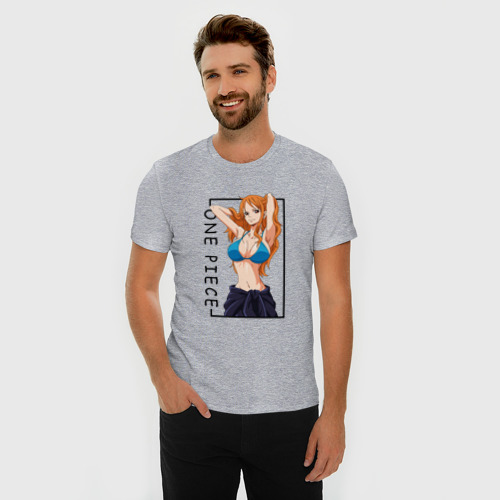 Мужская футболка хлопок Slim с принтом Нами Ван Пис, фото на моделе #1