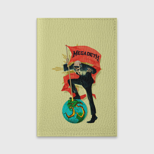 Обложка для паспорта матовая кожа Megadeth world, цвет красный