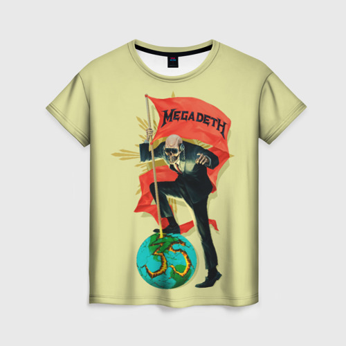 Женская футболка 3D с принтом Megadeth world, вид спереди #2