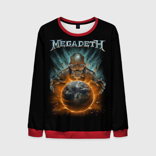 Мужской свитшот 3D Megadeth on world, цвет красный