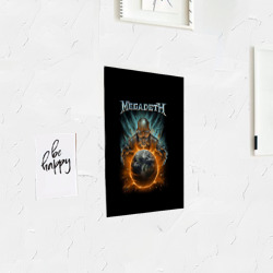 Постер с принтом Megadeth on world для любого человека, вид спереди №3. Цвет основы: белый