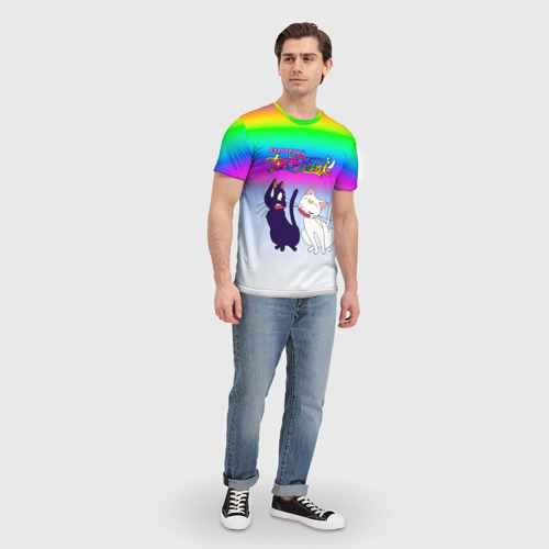 Мужская футболка 3D Луна и Артемис под радугой, цвет 3D печать - фото 5