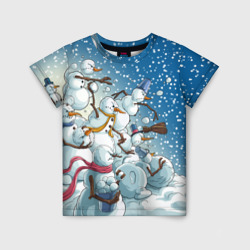 Детская футболка 3D Боевые снеговики - атака