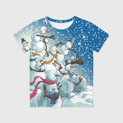 Детская футболка 3D Боевые снеговики - атака