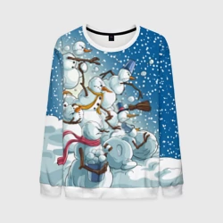 Мужской свитшот 3D Боевые снеговики - атака