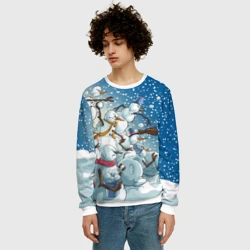 Мужской свитшот 3D Боевые снеговики - атака - фото 2