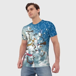 Мужская футболка 3D Боевые снеговики - атака - фото 2