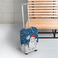 Чехол для чемодана 3D Новогодний кот Бендер мем - фото 2