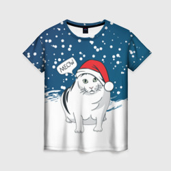 Женская футболка 3D Новогодний кот Бендер мем