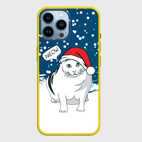 Чехол для iPhone 14 Pro Max с принтом Новогодний кот Бендер мем, вид спереди #2