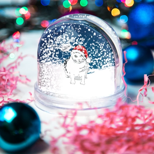 Игрушка Снежный шар Новогодний кот Бендер мем - фото 4