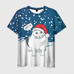 Мужская футболка 3D Новогодний кот Бендер мем