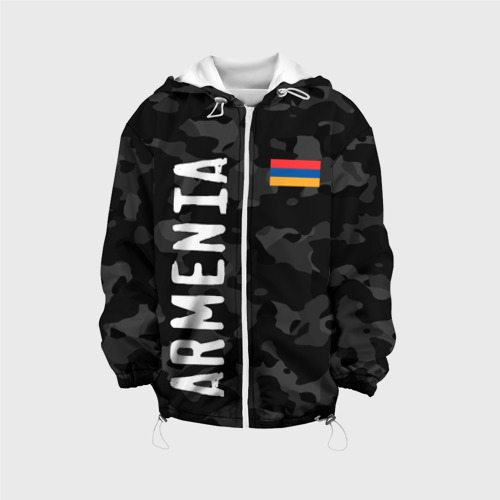 Детская куртка 3D Армения - черный камуфляж, цвет белый