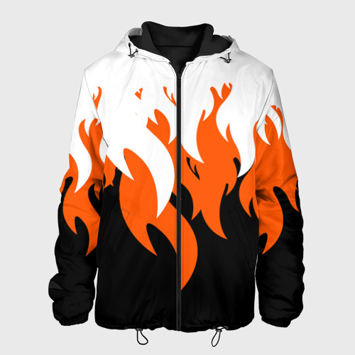 Мужская куртка 3D с принтом Оранжевый Огонь, вид спереди #2