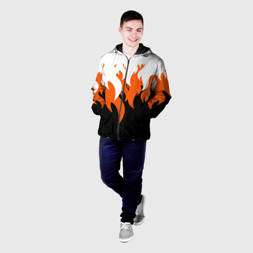 Мужская куртка 3D с принтом Оранжевый Огонь, фото на моделе #1