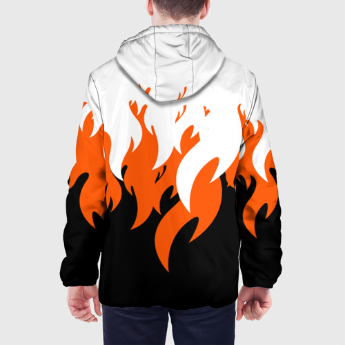 Мужская куртка 3D с принтом Оранжевый Огонь, вид сзади #2