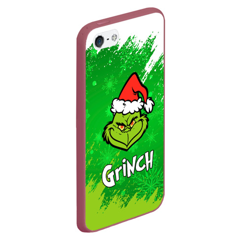 Чехол для iPhone 5/5S матовый [Grinch] - Похититель Рождества, цвет малиновый - фото 3