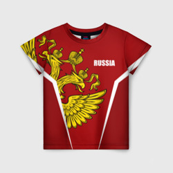 Детская футболка 3D Спортивная Россия красный