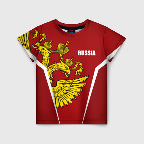 Детская футболка 3D Спортивная Россия красный, цвет 3D печать
