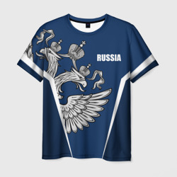 Мужская футболка 3D Спортивная Россия синий