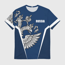 Мужская футболка 3D Спортивная Россия синий