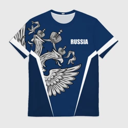 Мужская футболка 3D Спортивная Россия синий